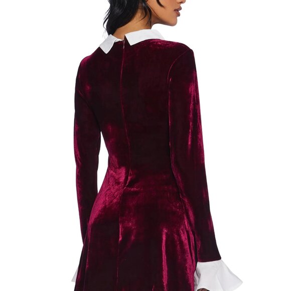 Delia's Velvet A-Line Collared Mini Dress - Red - Sz S - Picture 2 of 6